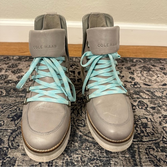 COLE HAAN Women’s 8 ZeroGrand Wedge Hiker Boots Ankle Slip On Lace Up - Picture 3 of 9